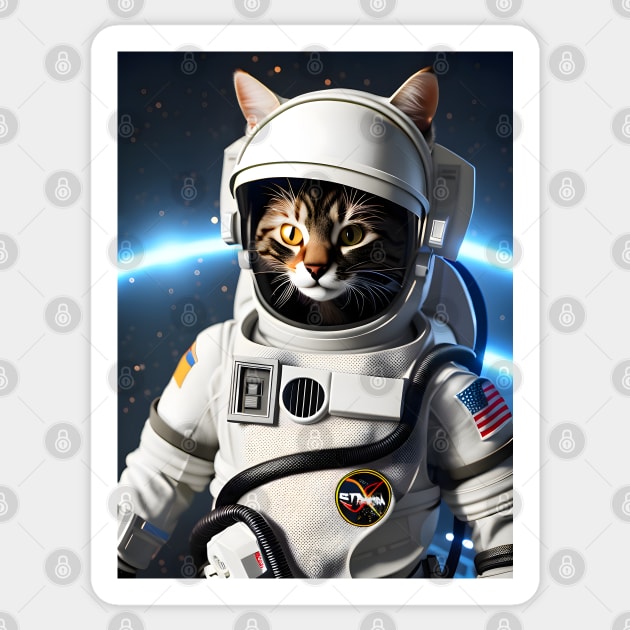 Astronaut Cat - Modern Digital Art Sticker by Ai-michiart